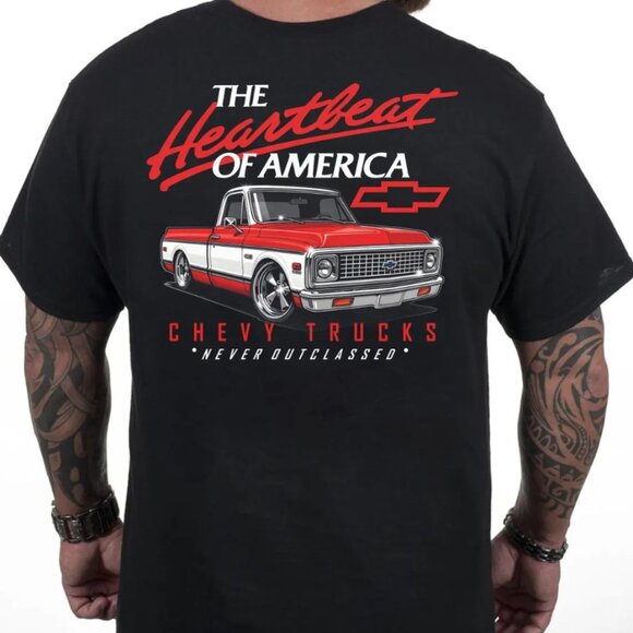 Chevy Trucks Gildan Tee Heartbeat of America Red Legend T-Shirt - Picture 2 of 3